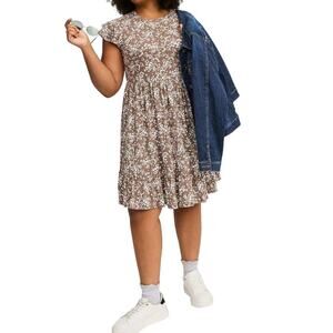 NWT Torrid Double Ruffle Sleeve Floral Taupe Mini Dress - Size 2X